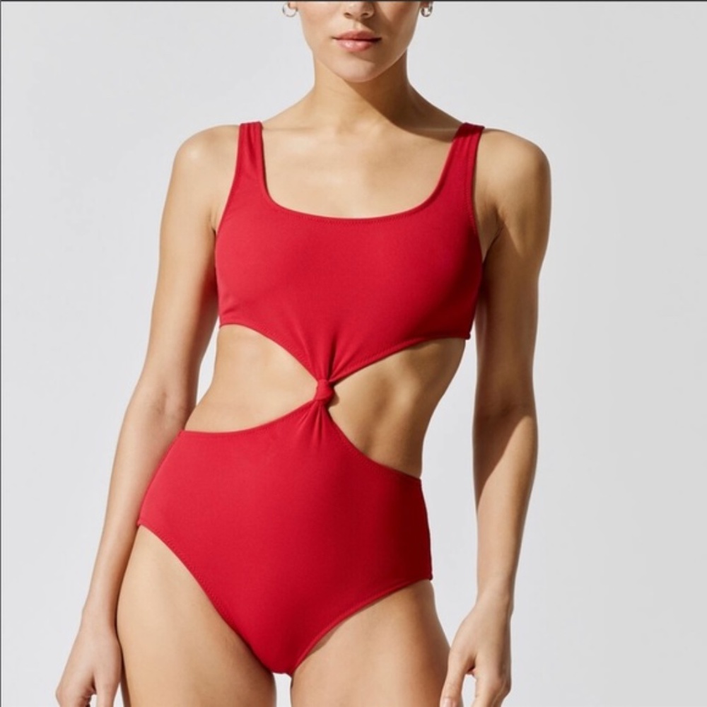 NWT SOLID & STRIPED The Bailey Ruby Red Ribbed